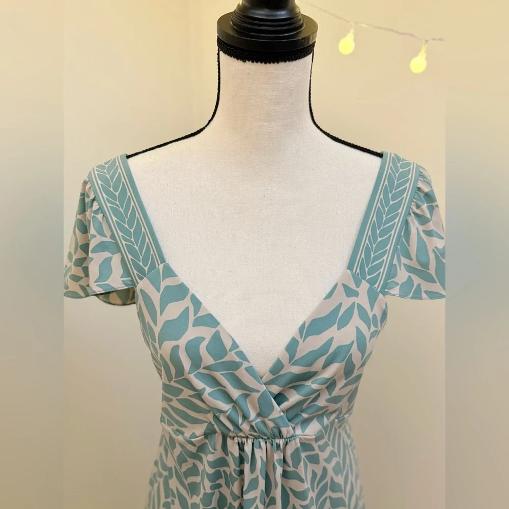 🌾 BCBG MaxAzria Smokey Blue Flutter Sleeve Sundress